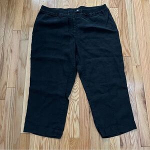 Chico’s Linen Cropped Pants Navy Coastal Nautical Size 3 XL 16